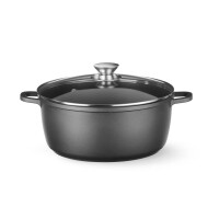 Casserole avec revêtement antiadhésif, 7,5 L, noir, 38,7x31x(H)13 cm | HENDI 611043
