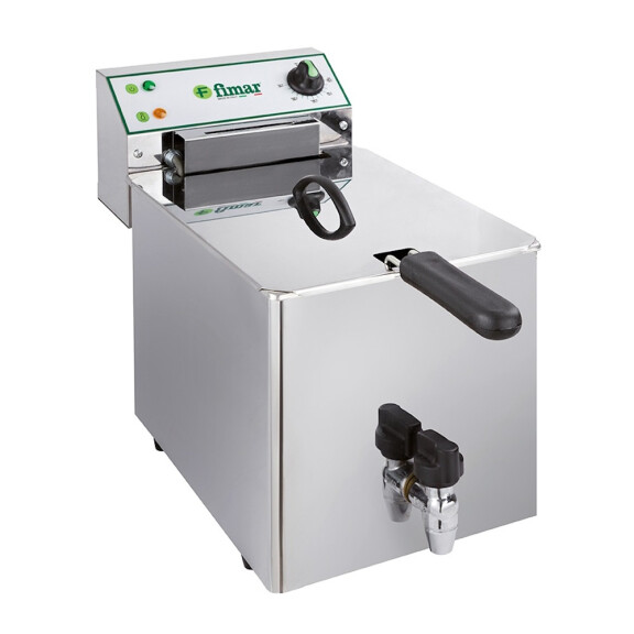Friteuse électrique avec robinet 10 L, zone froide, 6 kW, 400 V | FIMAR FR10RN040T