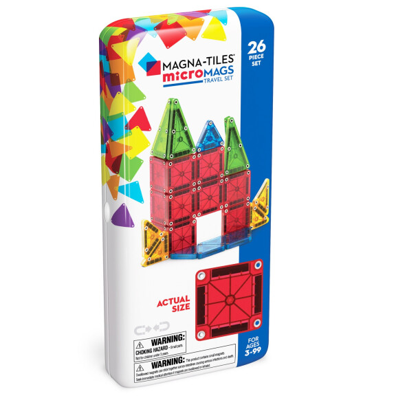 Magna-Tiles klocki magnetyczne konstrukcyjne Travel microMAGS 26 el. 3+