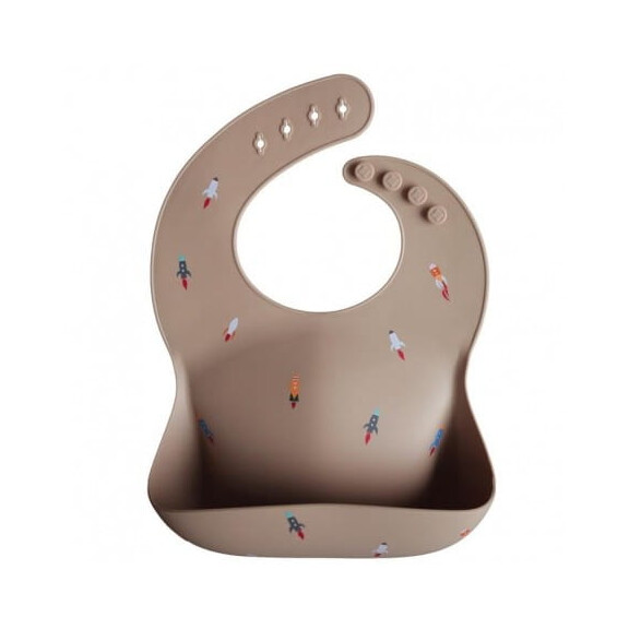 MUSHIE ŚLINIAK SILIKONOWY KIESZEŃ 4M+ ROCKET BEIGE