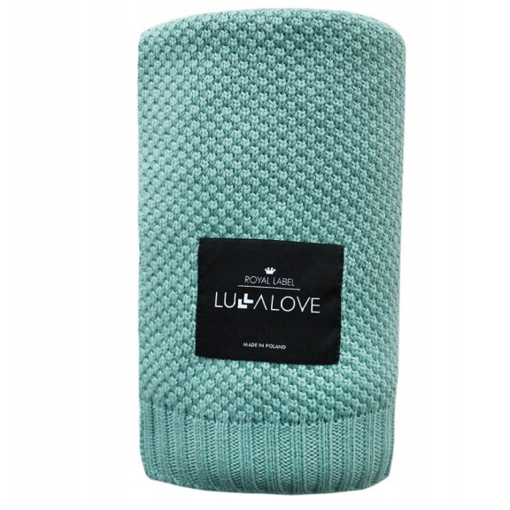 Lullalove koc bambusowy 80x100 dziecięcy Bamboo knit / Szałwia
