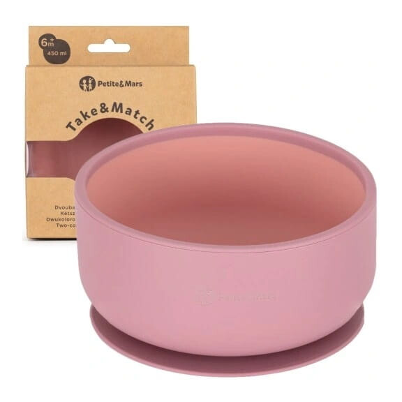 Petite&Mars Silikonowa miseczka z przyssawką Take&Match Dusty Rose