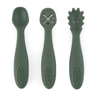 Petite&mars Sztućce silikonowe dla dzieci łyżeczki Take&Match Misty Green