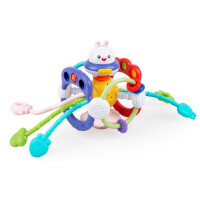 Tuli Fun zabawka sensoryczna króliczek kolorowe linki przeciąganiec 12M+
