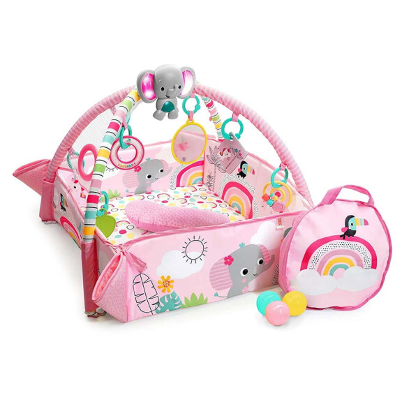 BRIGHT STARTS Mata edukacyjna z piłeczkami 5w1 Your Way Ball Play™ Rainbow Tropics ™ 0m +