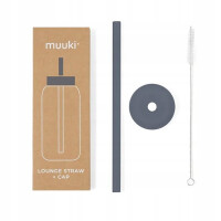 MUUKI słomka do butelek Lounge Straw+CAP SMOKE GREY 720 ml