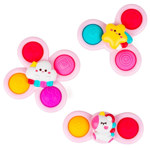 Tuli Fun zabawka sensoryczna spinery z przyssawkami Kosmiczne Trio Różowe 18M+