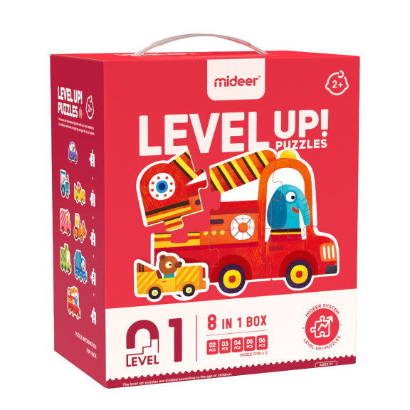 mideer LEVEL UP! Zestaw dziecięcych puzzli dla początkujących - Pojazdy