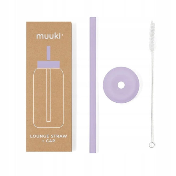 MUUKI słomka do butelek Lounge Straw+CAP PASTEL LILAC 720 ml
