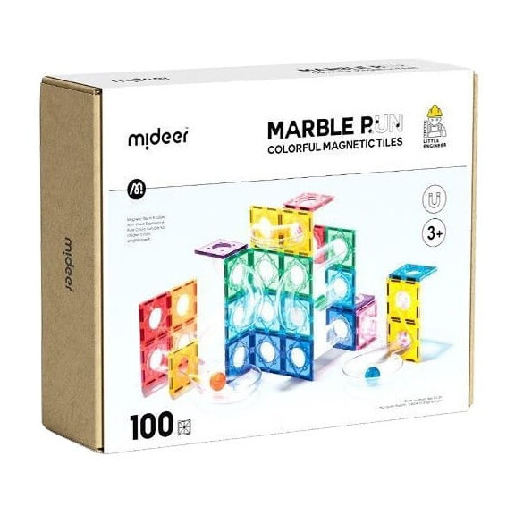 Mideer klocki magnetyczne tor kulkowy 100 el. Zestw konstrukcyjny 3+