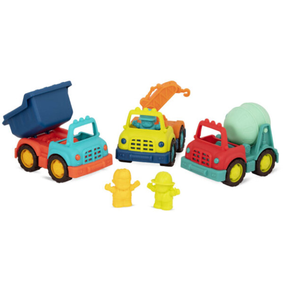 B.Toys Happy Cruisers – zestaw 3 samochodów budowlanych z FIGURKAMI kierowców