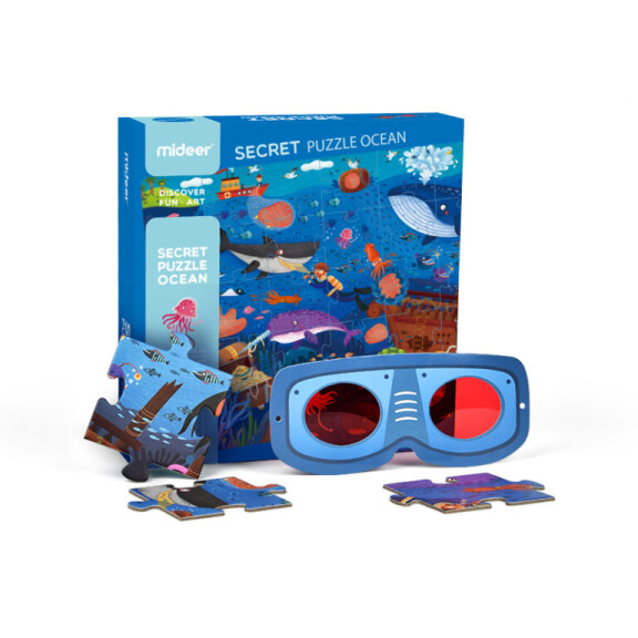 MIDEER SEKRETNE PUZZLE Z OKULARAMI 3D DLA DZIECKA OCEAN 35 EL. 3+