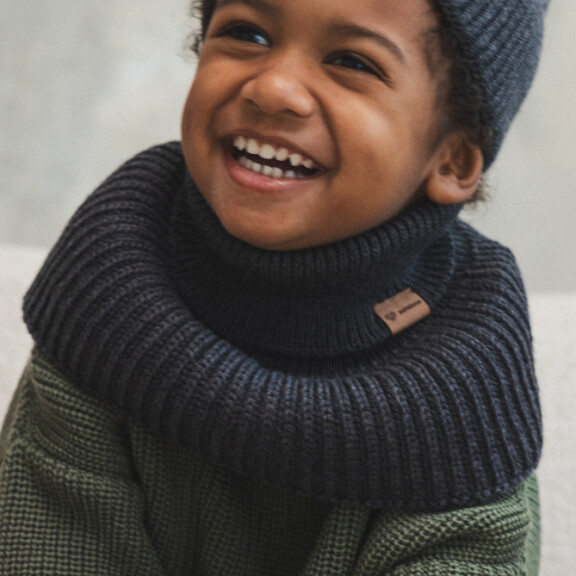 Patulove Ciepły komin z golfem z wełny merino WINTER GRAPHITE