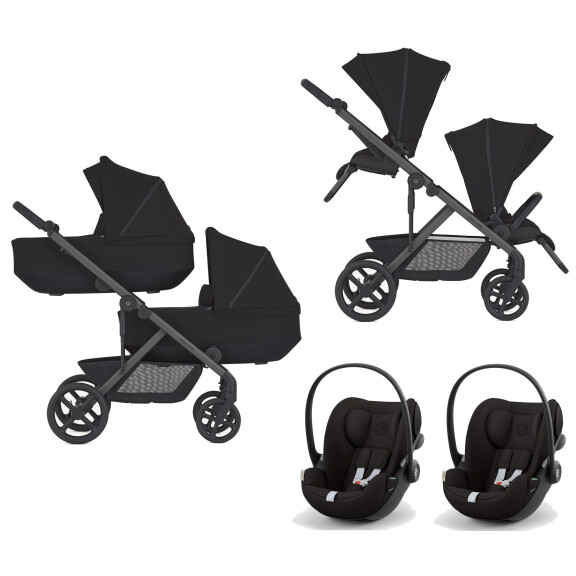 Anex Modu Double wózek dziecięcy dla bliźniąt zestaw 2x gondola 2x spacerówka 2x fotelik 0-13 kg Cybex Cloud G / Nighty