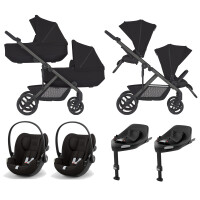 Anex Modu Double wózek dziecięcy dla bliźniąt zestaw 2x gondola 2x spacerówka 2x fotelik 0-13 kg Cybex Cloud G 2x baza isofix / Nighty