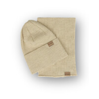 Patulove Merino set całoroczny - czapka i komin Golden Beige