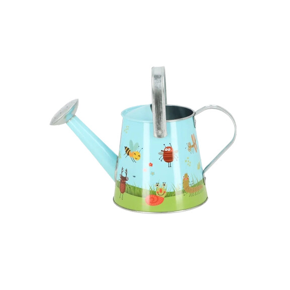 Esschert Design Lekka konewka ogrodowa, ze stali ocynkowanej (1,2l) – dwa uchwyty, szeroki wlew dla dzieci