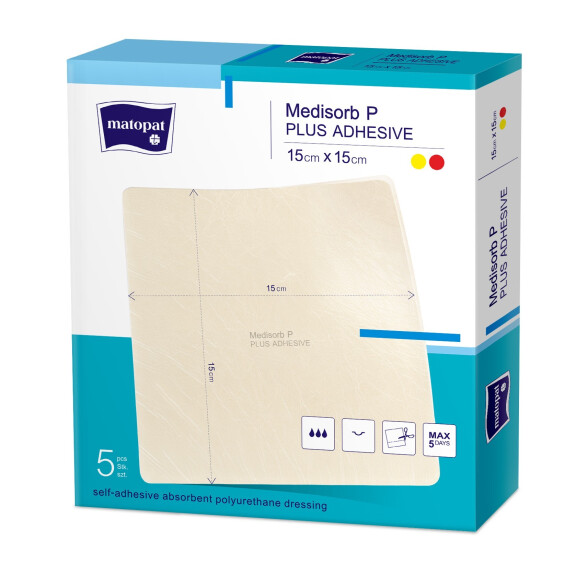 Medisorb P PLUS ADHESIVE poliuretán habkötszer 15x15cm 5 db