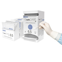 Csomag 8x [TO CHECK] safeCARE sebészeti kesztyű pormentes 50 pár  6.5