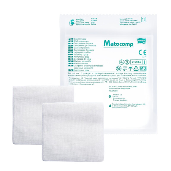 Matopat Matocomp steril, 13-szálas sebellátó lap 7.5x7.5cm 5 db 8
