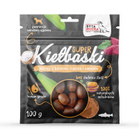 Super kiełbaski z pstrągiem, batatem, cukinią i kokosem 100g