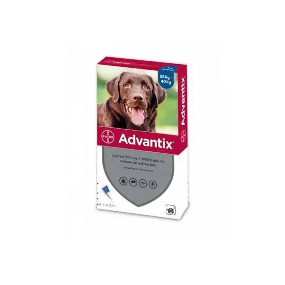 Advantix spot-on na pchły i kleszcze (400mg+2000mg) 4 ml 25-40 kg 1 pipeta