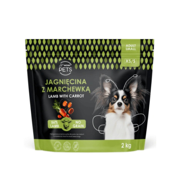 WOW!Pets Karma sucha jagnięcina z marchewką 2 kg dla małych i średnich psów