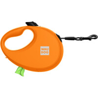 Odblaskowa smycz automatyczna 5m WAUDOG R-leash z pojemnikiem na worek, rozmiar L, pomarańczowa (do 40kg)