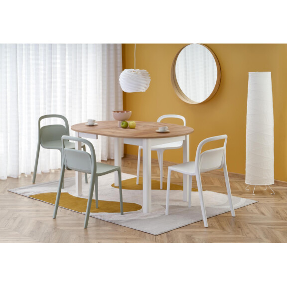 Ringo stół kolor blat dąb craft, nogi - biały (102-142x102x76 cm)