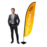 Flaga reklamowa CREST Small 2,5 m z nadrukiem maszt z włókna szklanego