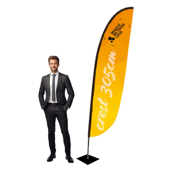 Flaga reklamowa CREST medium 3,05 m z nadrukiem Maszt włókno szklane