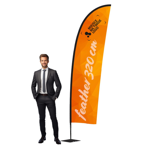 Flaga reklamowa FEATHER Medium 320 cm z nadrukiem Maszt z włókna szklanego