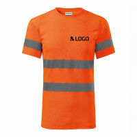 Koszulka odblaskowa w kolorze pomarańczowym fluorescencyjnym z nadrukiem od 10 szt.