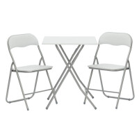 Zestaw BIAŁY stolik eventowy 60 x 60 cm z dwoma krzesłami
