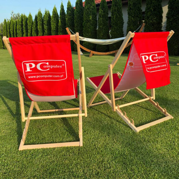 Leżak reklamowy z dużą owiewką Leżak plażowy Producent SPDesign