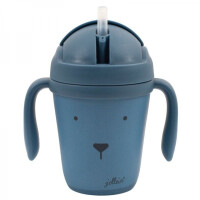 Jollein - Baby & Kids - Jollein  -  Eko Kubek do Nauki Picia ze Składanym Ustnikiem Animal Club Steel Blue