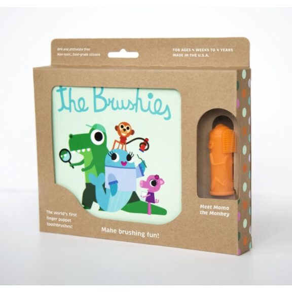 THE BRUSHIES - The Brushies Szczoteczka Silikonowa na Palec Małpka z Książeczką en