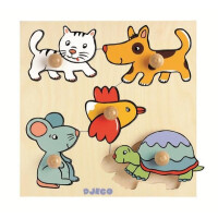 Djeco  -  Układanka Drewniana z Uchwytami Dj01008