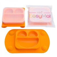 EASYTOTS - Easytots  -  Easymat Mini 2in1 Orange Silikonowy Talerzyk z Podkładką  -  Lunchbox
