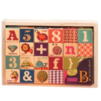 B.toys  -  Drewniane Klocki z Literkami i Obrazkami w Drewnianej Tacy