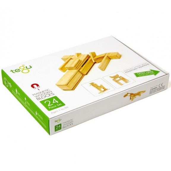 TEGU - Tegu Drewniane Klocki Magnetyczne Classics Zestaw 24szt Natural