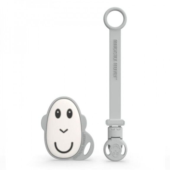 Matchstick Monkey - Matchstick Monkey  -  Gryzak Silikonowy Flat Face z Zawieszką Silikonową Grey