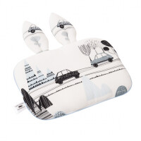 Samiboo  -  Bambusowa Poduszka Bambino Maluszek z Uszkami 25x35 Niebieska Wypustka