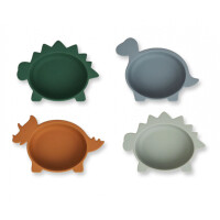 Liewood - silikonowe miski Iggy 4-pak - dino blue multi mix