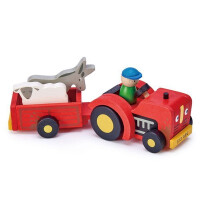 tender leaf toys - Drewniany Traktor z Przyczepą ze Zwierzątkami