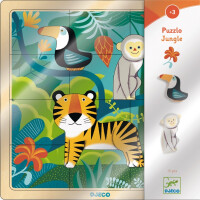 Djeco        -       Edukacyjne puzzle drewniane DŻUNGLA DJ01810