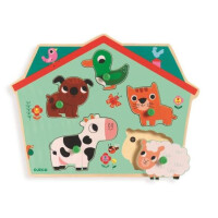 Djeco  -  Dj01707 Puzzle Zwierzątka z Dźwiękiem 