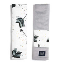 La Millou   -   ORGANIC JERSEY COLLECTION - SEATBELT COVER - BOHO ROYAL ARROWS - VELVET DARK GREY