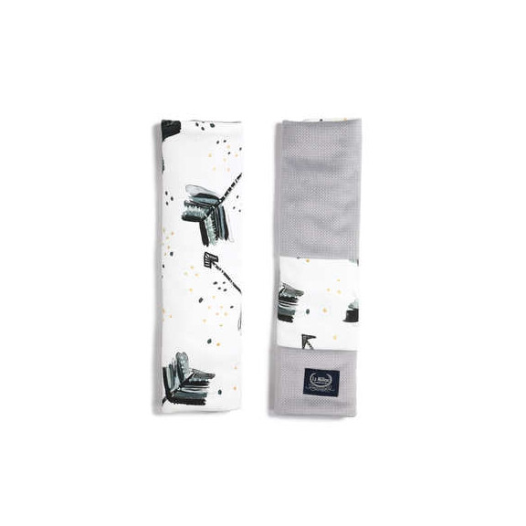 La Millou   -   ORGANIC JERSEY COLLECTION - SEATBELT COVER - BOHO ROYAL ARROWS - VELVET DARK GREY