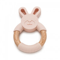 Loulou Lollipop  -  Gryzak Silikonowo  -  Drewniany Króliczek Blush Pink
